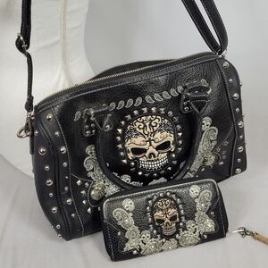Tara Ley Skull Rhinestone Purse With Wallet